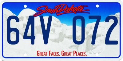 SD license plate 64VO72