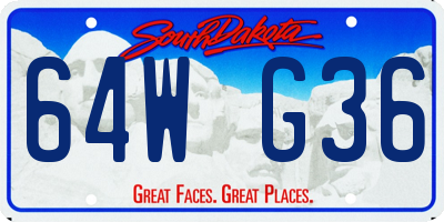 SD license plate 64WG36