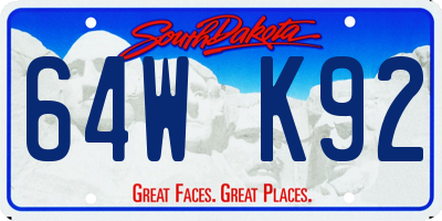 SD license plate 64WK92