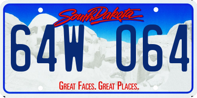 SD license plate 64WO64