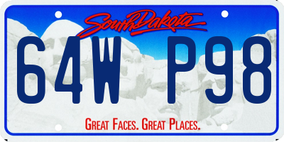 SD license plate 64WP98