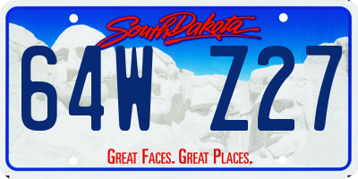 SD license plate 64WZ27