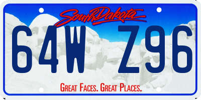 SD license plate 64WZ96