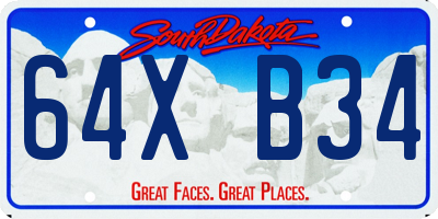 SD license plate 64XB34