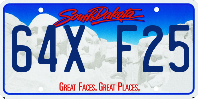 SD license plate 64XF25