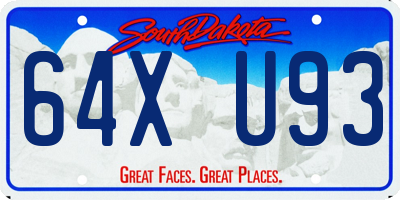 SD license plate 64XU93