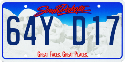 SD license plate 64YD17