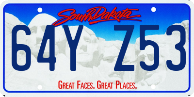 SD license plate 64YZ53