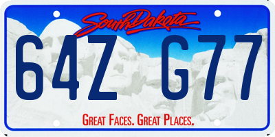 SD license plate 64ZG77