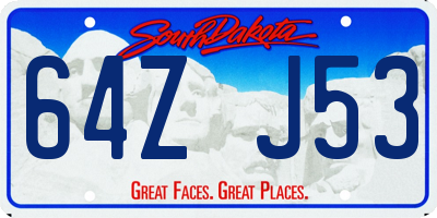 SD license plate 64ZJ53