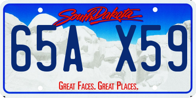 SD license plate 65AX59