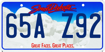 SD license plate 65AZ92