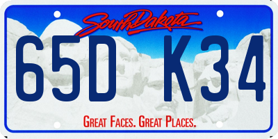 SD license plate 65DK34