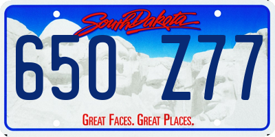 SD license plate 65OZ77