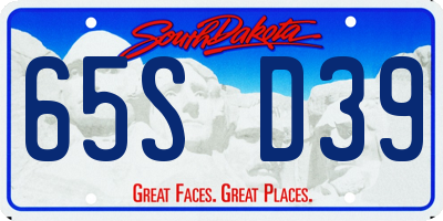 SD license plate 65SD39
