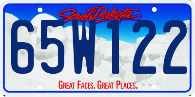 SD license plate 65W122