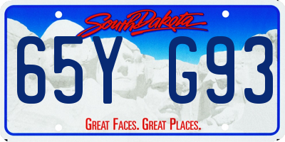 SD license plate 65YG93