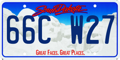 SD license plate 66CW27