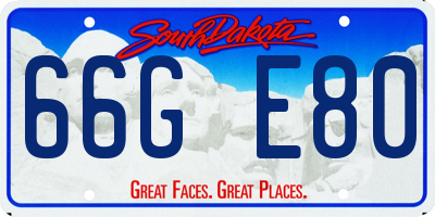 SD license plate 66GE80
