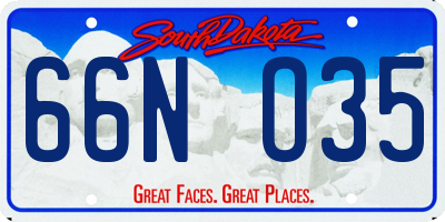 SD license plate 66NO35