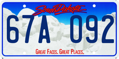 SD license plate 67AO92