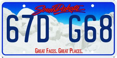 SD license plate 67DG68