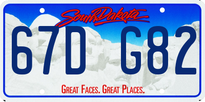 SD license plate 67DG82
