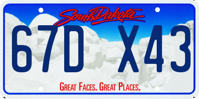 SD license plate 67DX43