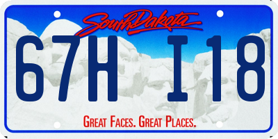 SD license plate 67HI18