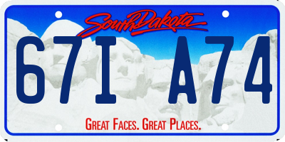 SD license plate 67IA74