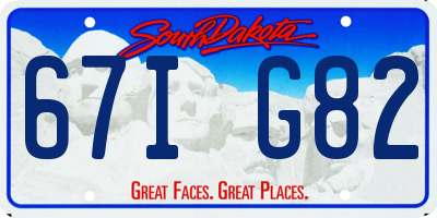 SD license plate 67IG82