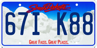 SD license plate 67IK88