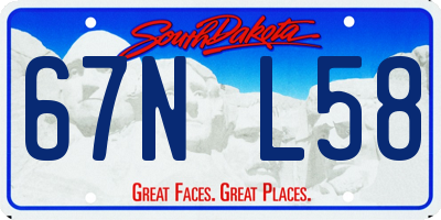 SD license plate 67NL58