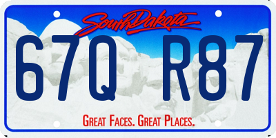 SD license plate 67QR87