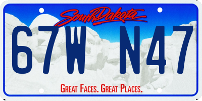 SD license plate 67WN47