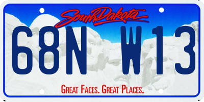 SD license plate 68NW13