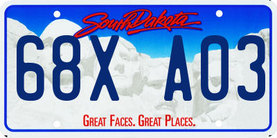 SD license plate 68XA03