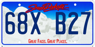 SD license plate 68XB27