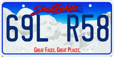 SD license plate 69LR58