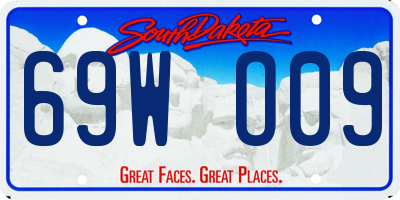 SD license plate 69WO09