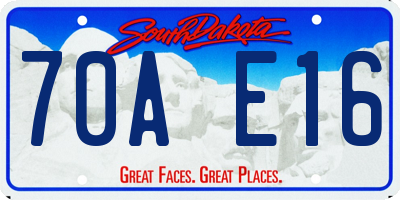 SD license plate 70AE16