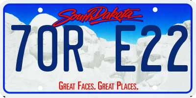 SD license plate 70RE22
