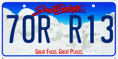 SD license plate 70RR13