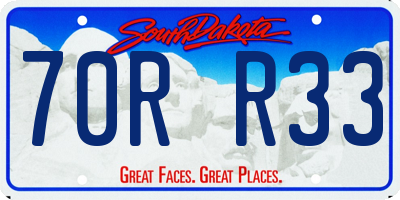 SD license plate 70RR33