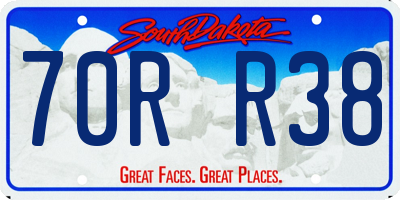 SD license plate 70RR38