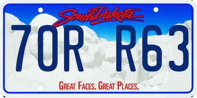 SD license plate 70RR63