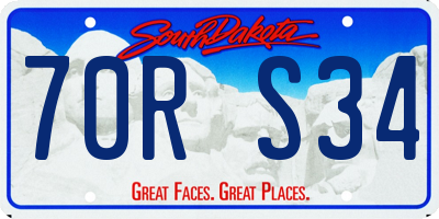 SD license plate 70RS34