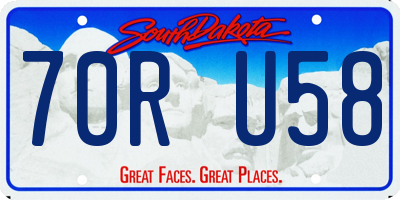 SD license plate 70RU58