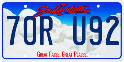 SD license plate 70RU92