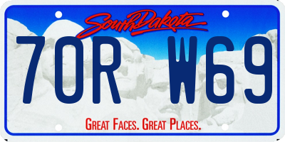 SD license plate 70RW69